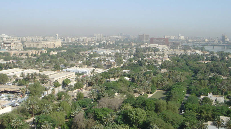 Vista da zona verde, na cidade de Bagdá, no Iraque