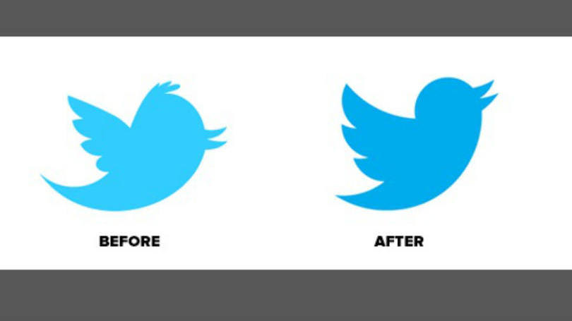 5. Twitter Antigo: 47 pontos > Novo: 58 pontos O Twitter acertou em cheio ao fazer pequenas mudanças em seu logo: simplificando os traços do pássaro, inclinando-o e mudando de leve a sua cor. As penas distraem menos o consumidor.