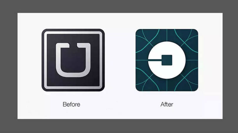 3. Uber Antigo: 63 pontos > Novo: 53 pontos O novo logo do Uber perdeu muito da sua força. O "U" branco no fundo escuro causava alto impacto.