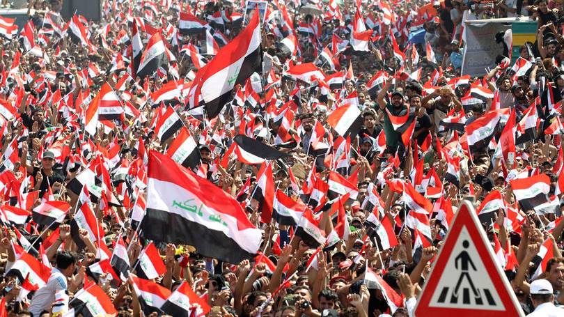 Protesto em Bagdá: um dia antes, o comando militar havia advertido os iraquianos sobre a participação nesta manifestação "não autorizada"