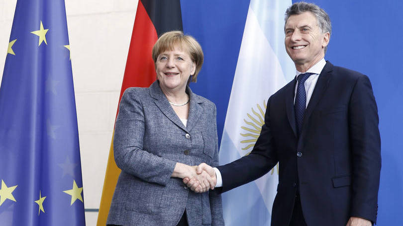 Merkel e Macri: como era previsível, acrescentou, o capítulo agrícola é "um dos mais complicados" pelos claros interesses dos países