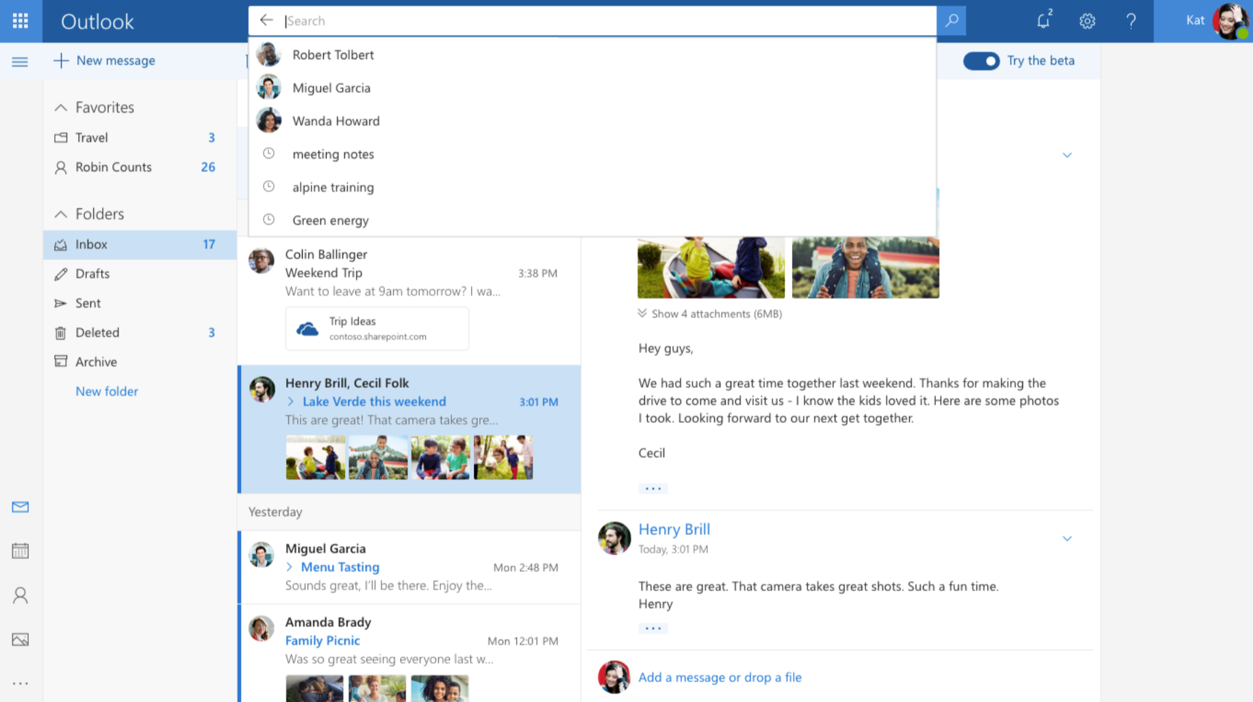 Outlook com novo visual