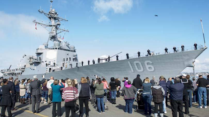 O navio USS Stockdal (DDG 106): destróier de mísseis guiados da marinha americana é movido a biocombustível.